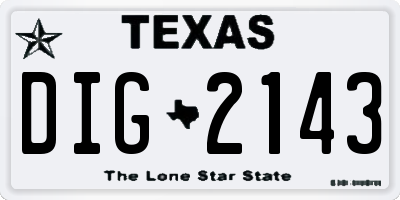 TX license plate DIG2143