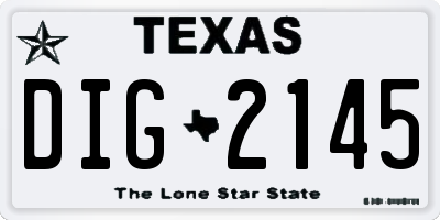 TX license plate DIG2145