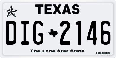 TX license plate DIG2146