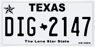 TX license plate DIG2147