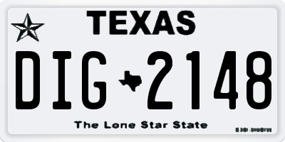 TX license plate DIG2148