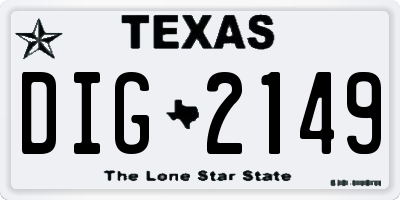 TX license plate DIG2149