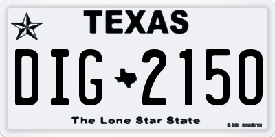 TX license plate DIG2150