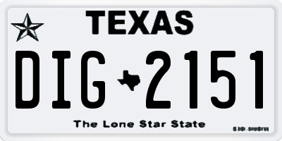 TX license plate DIG2151