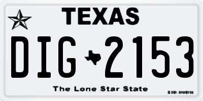 TX license plate DIG2153