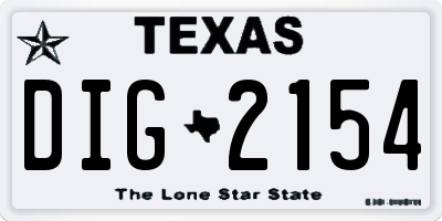 TX license plate DIG2154
