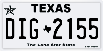 TX license plate DIG2155