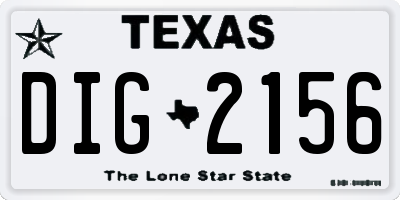 TX license plate DIG2156