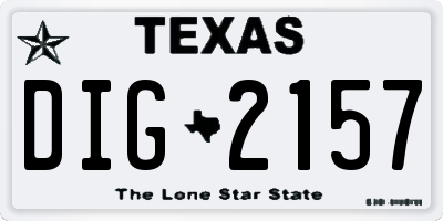 TX license plate DIG2157