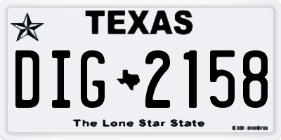 TX license plate DIG2158