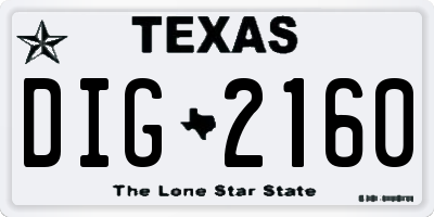TX license plate DIG2160