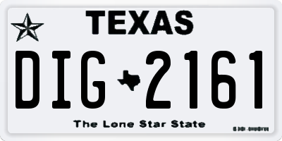 TX license plate DIG2161