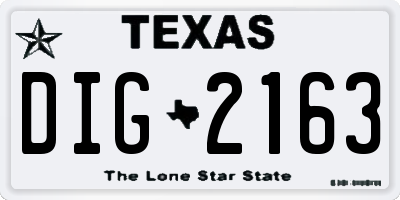 TX license plate DIG2163