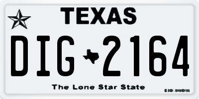 TX license plate DIG2164