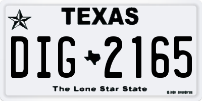 TX license plate DIG2165