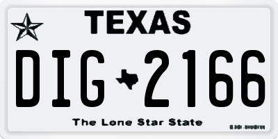 TX license plate DIG2166