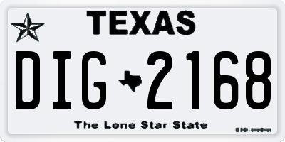 TX license plate DIG2168