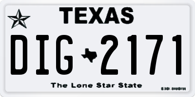 TX license plate DIG2171