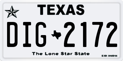 TX license plate DIG2172