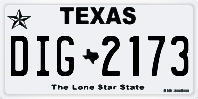 TX license plate DIG2173