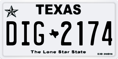 TX license plate DIG2174