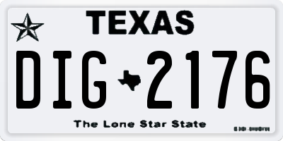TX license plate DIG2176