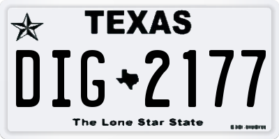 TX license plate DIG2177