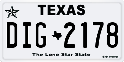 TX license plate DIG2178