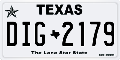 TX license plate DIG2179