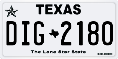 TX license plate DIG2180