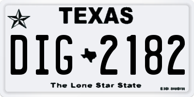 TX license plate DIG2182