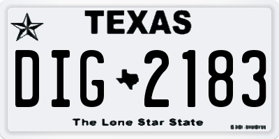 TX license plate DIG2183