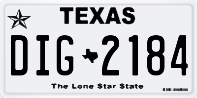 TX license plate DIG2184