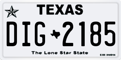 TX license plate DIG2185