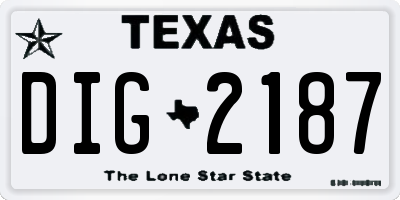 TX license plate DIG2187