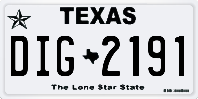 TX license plate DIG2191