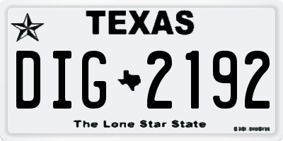 TX license plate DIG2192