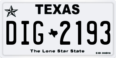TX license plate DIG2193