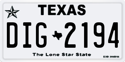TX license plate DIG2194