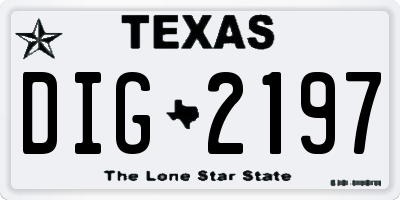 TX license plate DIG2197