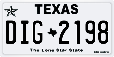 TX license plate DIG2198