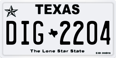 TX license plate DIG2204