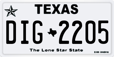 TX license plate DIG2205