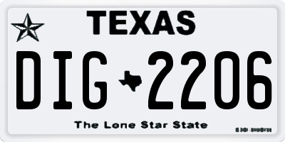 TX license plate DIG2206