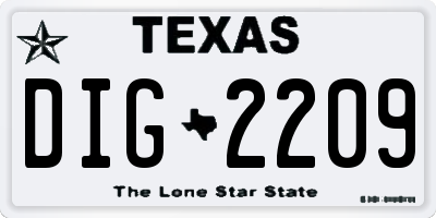 TX license plate DIG2209