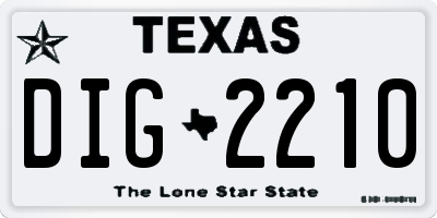 TX license plate DIG2210