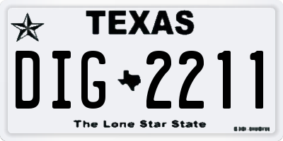 TX license plate DIG2211