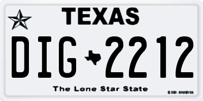 TX license plate DIG2212