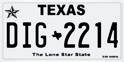 TX license plate DIG2214