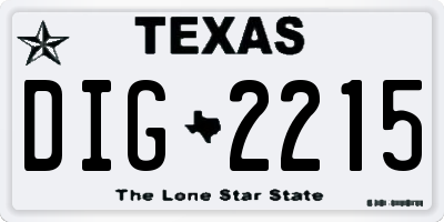 TX license plate DIG2215